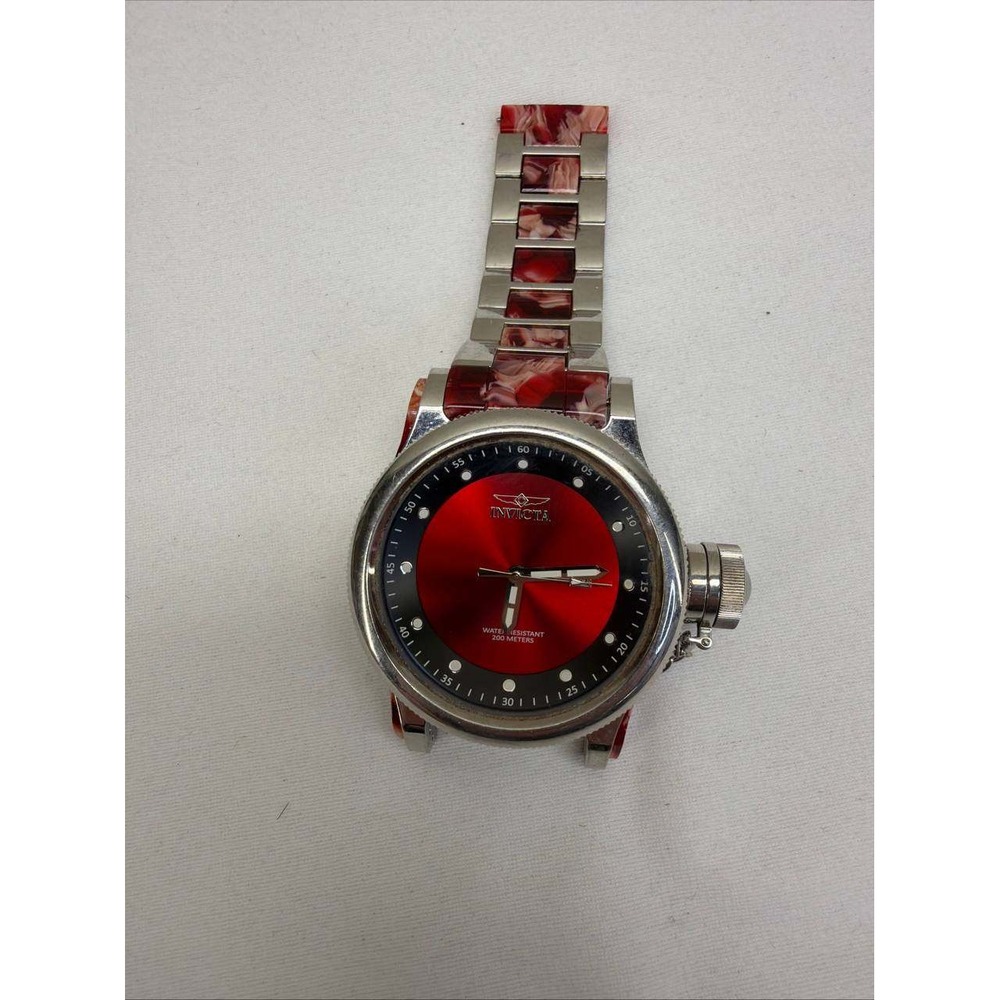 Invicta Russian 1959 Diver Watch 21667 Red Dial Stainless Steel Resin Bracelet